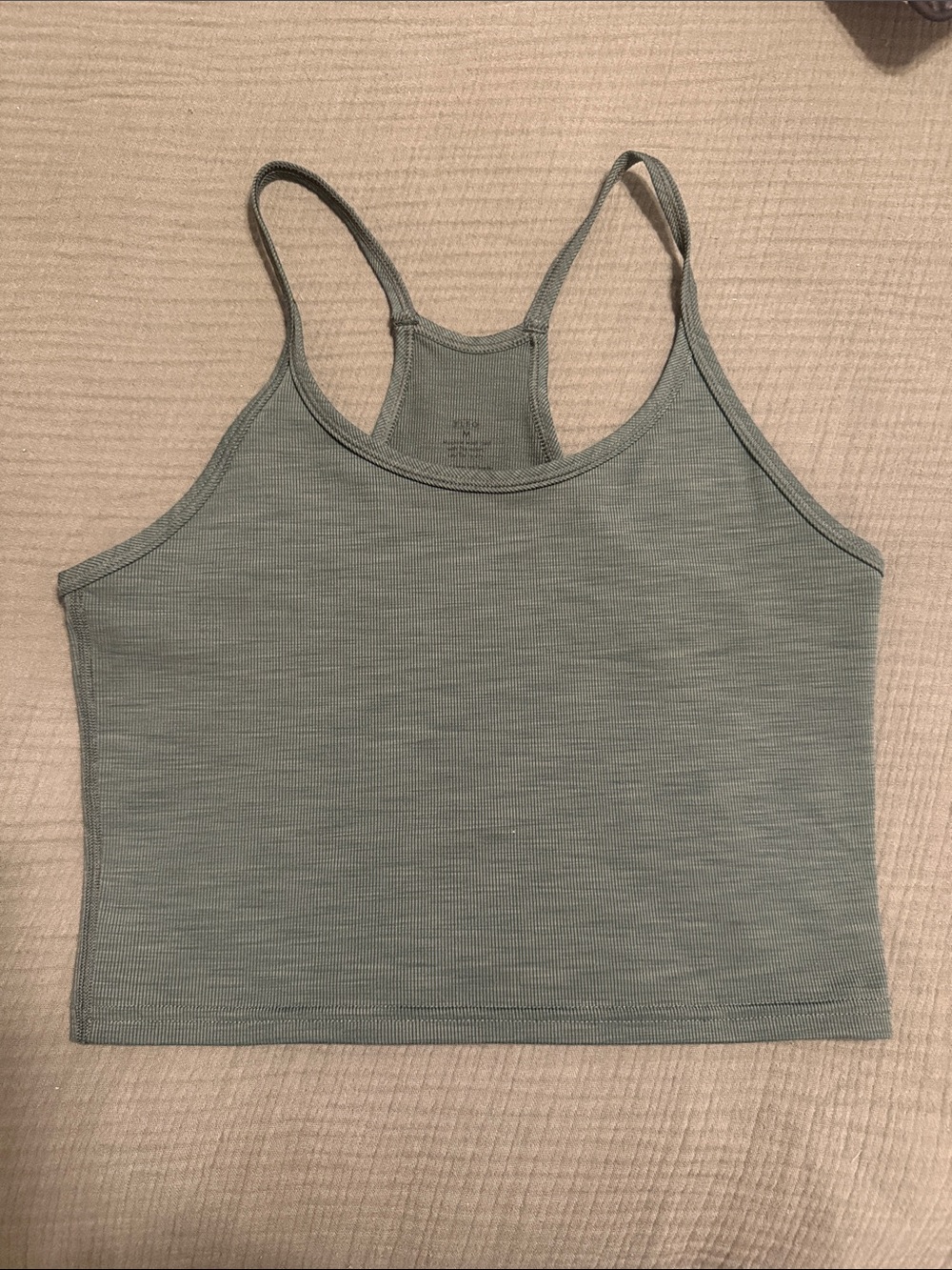 Fleo Sage Ribbed Racerback Crop Tank